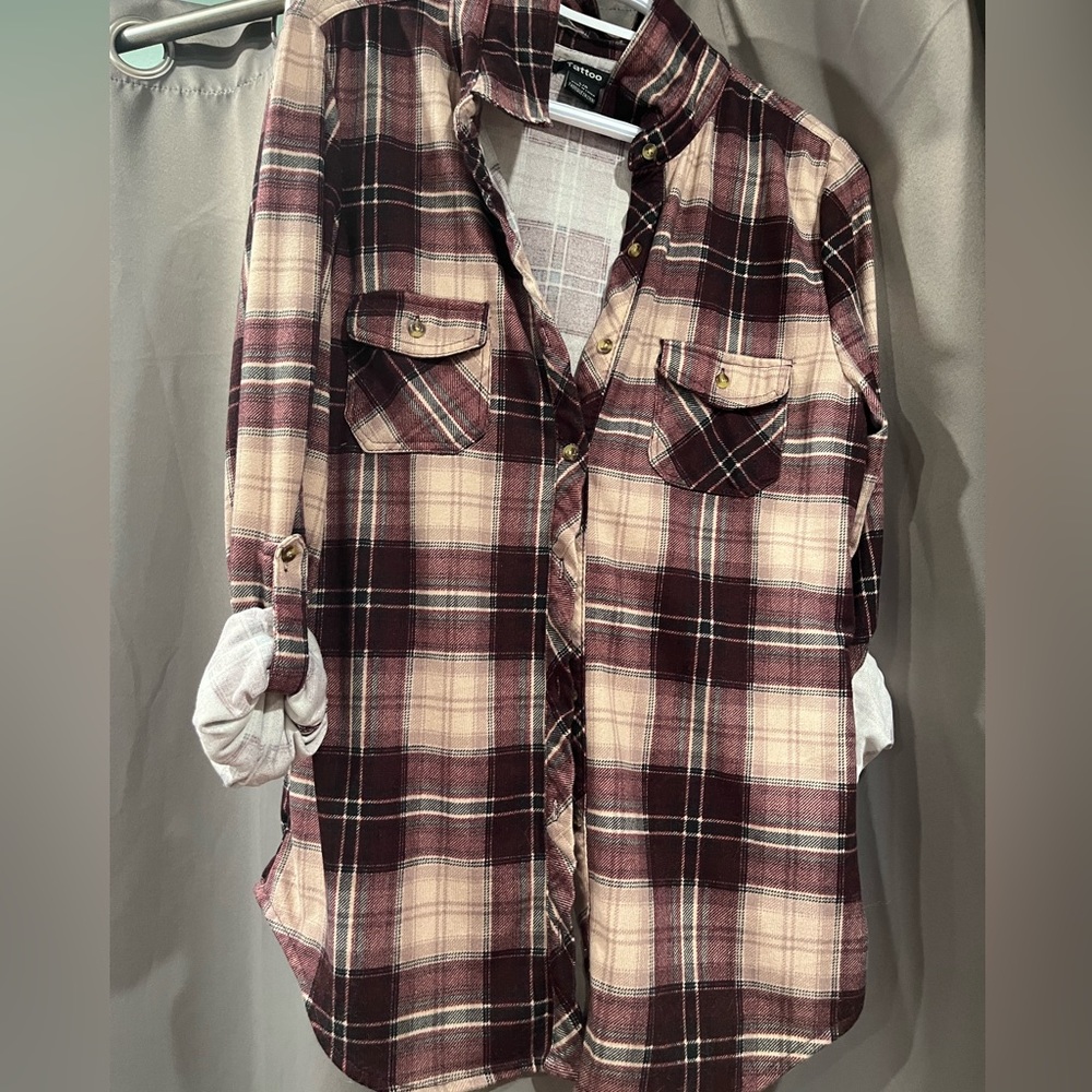 Tattoo Plaid Button up Long sleeve